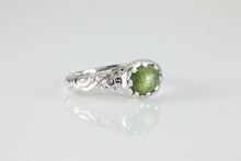 Load image into Gallery viewer, &#39;Nida&#39; Georgian style Oval Green Tourmaline Cabochon Ring Engraved ring
