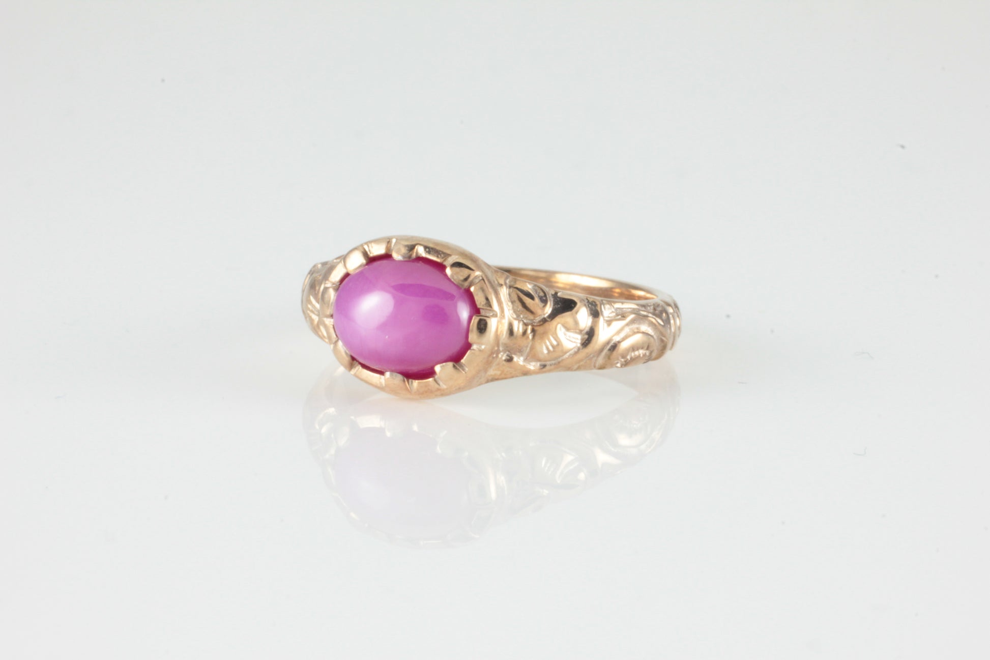 'Nida' Georgian style Oval Star Ruby Cabochon Ring