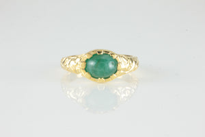 'Nida' Georgian style Oval Emerald Cabochon Ring