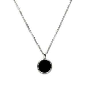 Onyx Disc Pendant in Silver