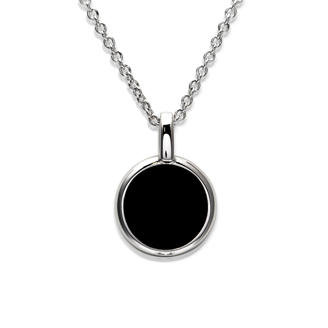 Onyx Disc in Silver Pendant