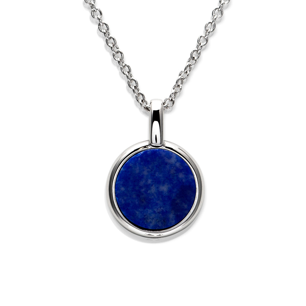 Lapis Lazuli Disc in Silver Pendant