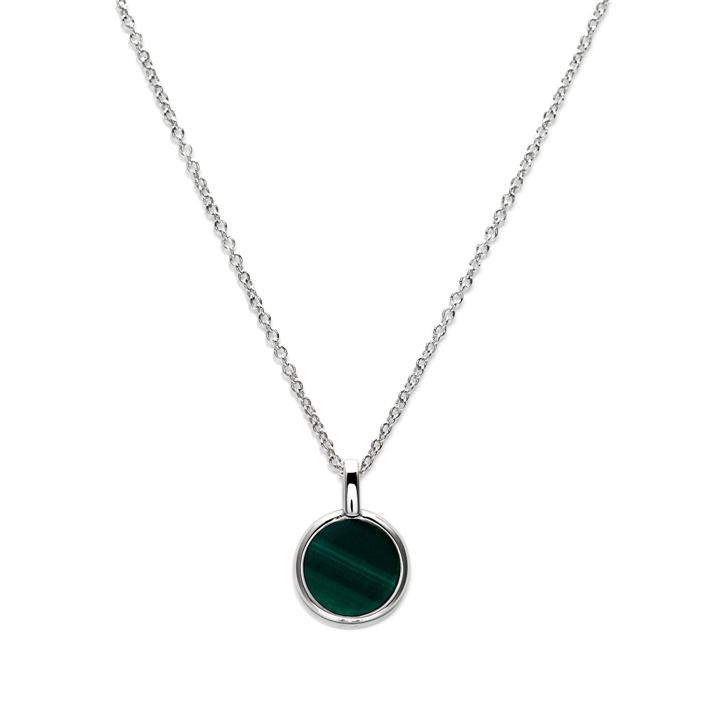 Malachite Disc Pendant in Silver