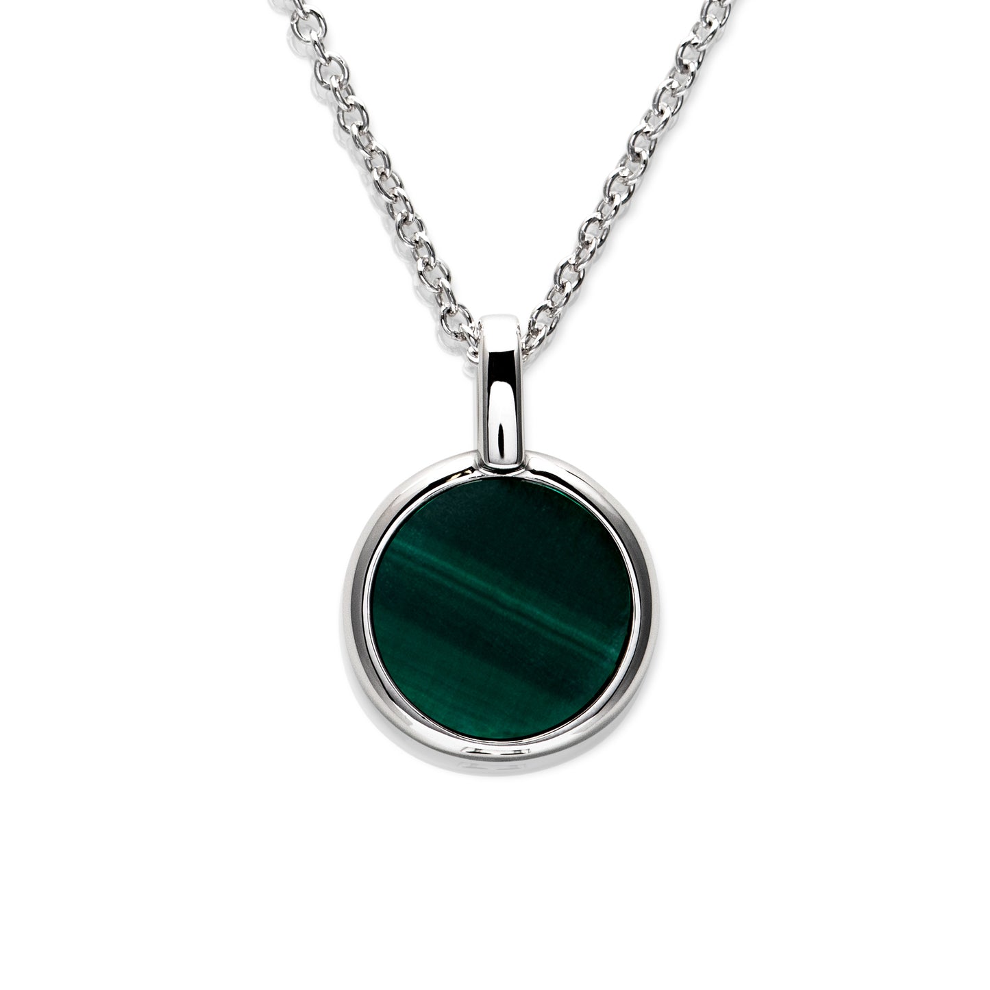 Malachite Disc in Silver Pendant