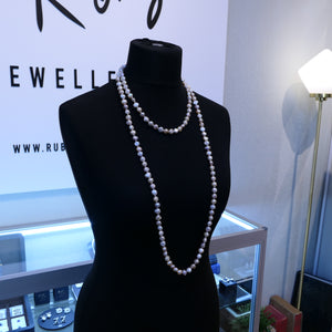 Opera Length Doubled over Freshwater Pearl Necklace Endless 63"