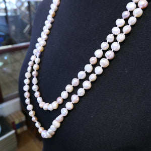 Opera Length Peaches & Pinks Freshwater Pearl Necklace Endless 63"