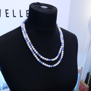 Opera Length Freshwater Pearl & Angelite Necklace Endless 47"