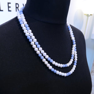 Pearl & Angelite Necklace Endless 47"