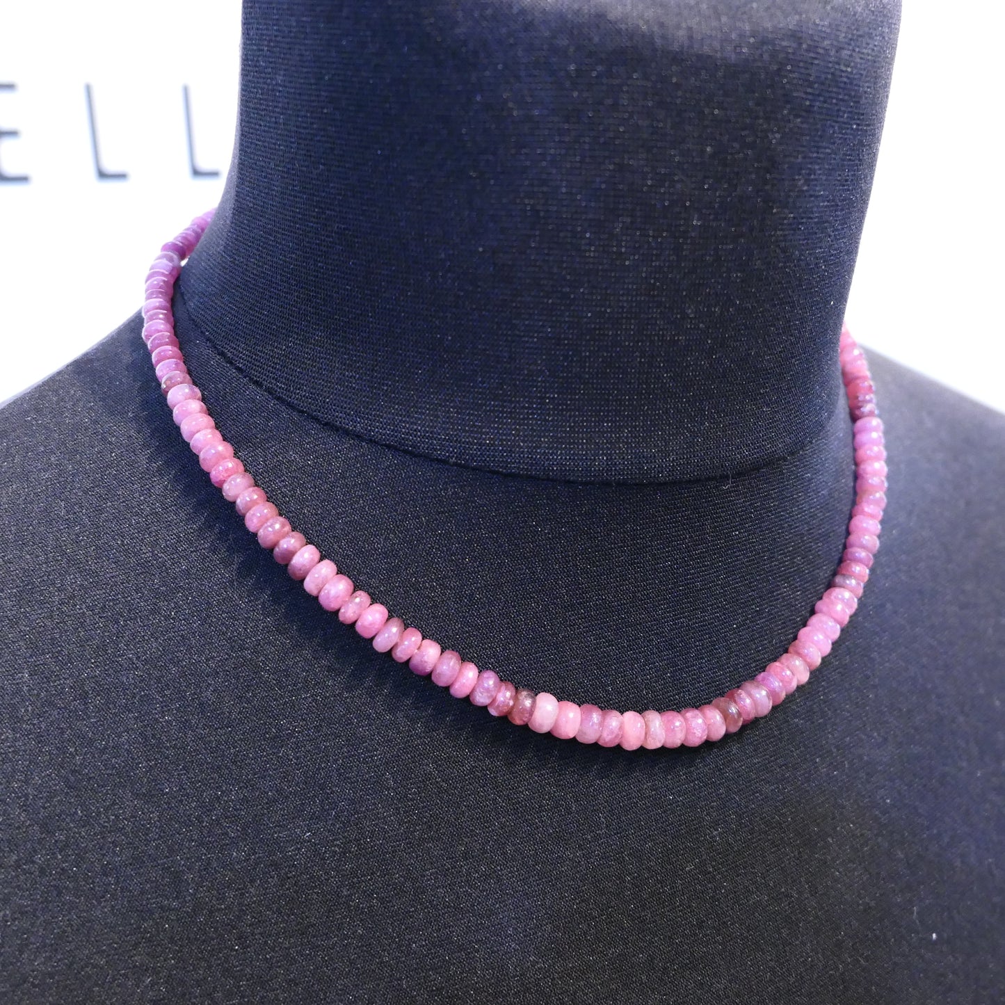 Ruby Rondelle Bead Necklace 18"