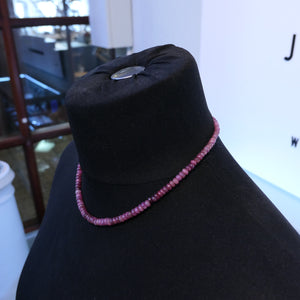 Ruby Rondelle Bead Necklace 18"