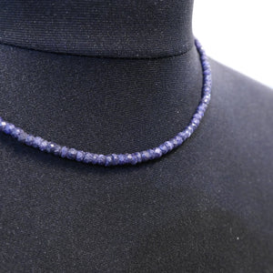 Sapphire Faceted Rondelle Bead Necklace 18"