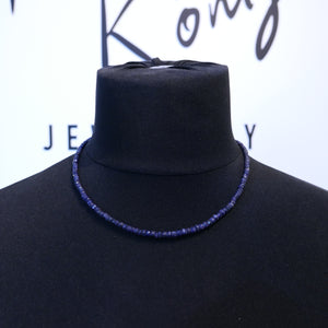 Sapphire Faceted Rondelle Bead Necklace 18"