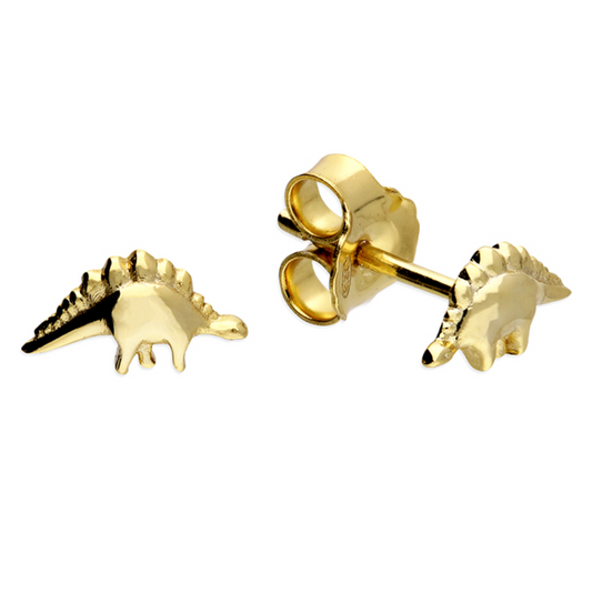 Small Stegosaurus Ear studs // Dinosaur Gold Studs