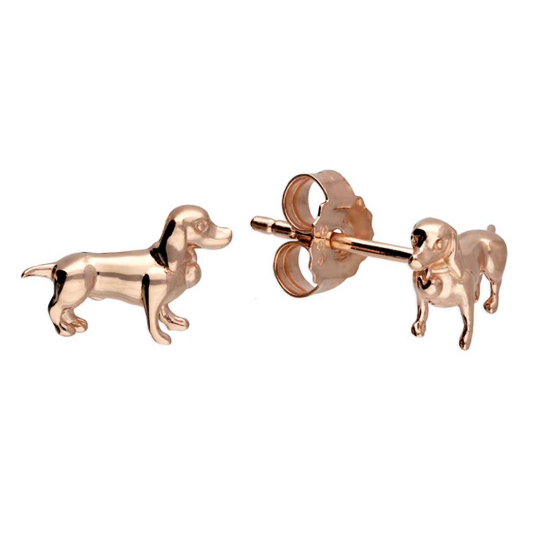 Miniature Dachshund Earring studs Rose Gold Plated