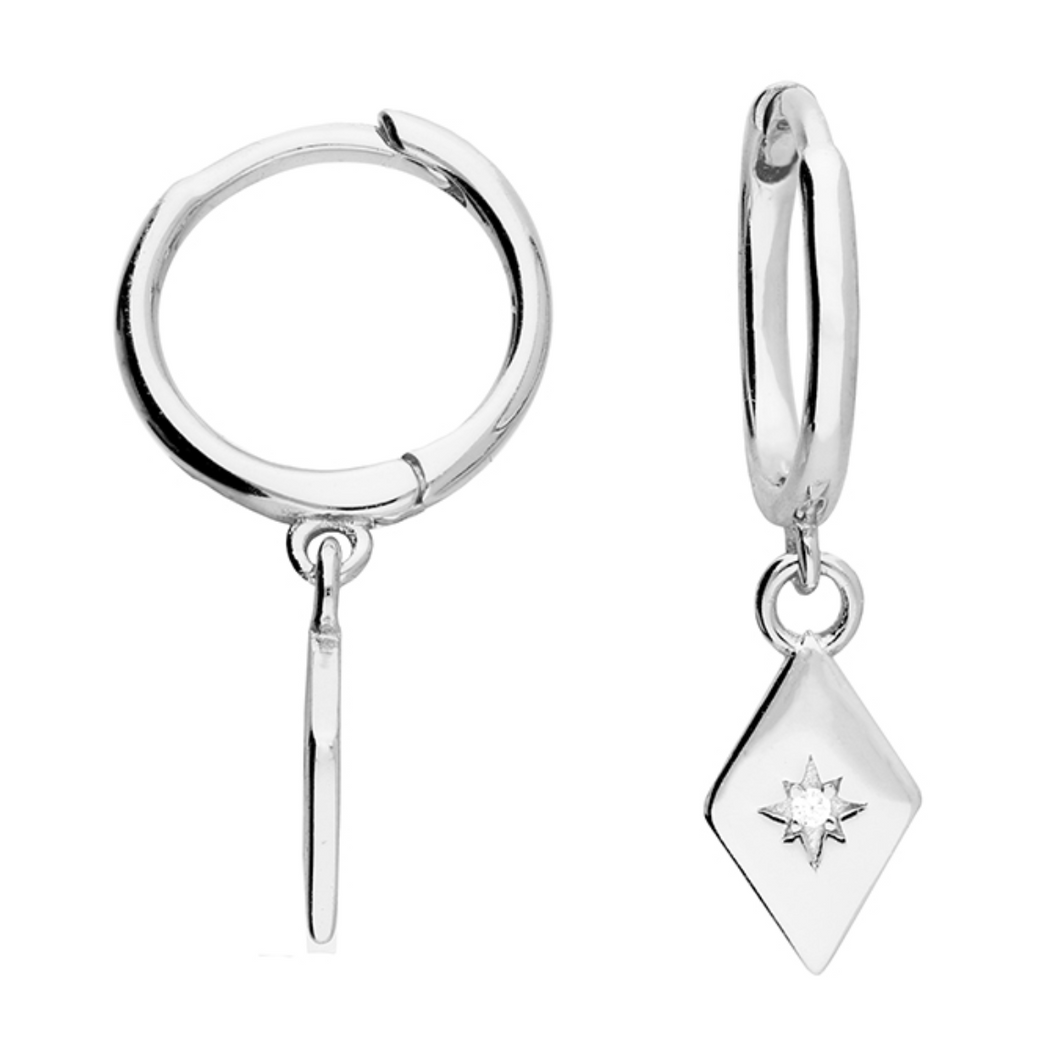 Celestial Earrings Hoops Star Setting
