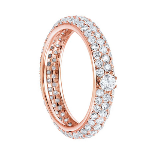 White Fully Set Pavé CZ Ring with Rose Gold Plating