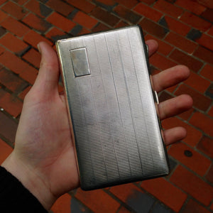 1945 Cigarette Case Antique Sterling Silver 925 Vintage Carved Cigarette Tin Box Holder Engine Turned Pattern