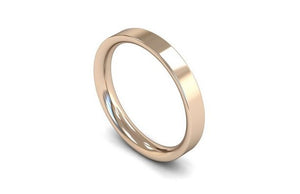18ct 3mm Flat Wedding Band in Rose Gold