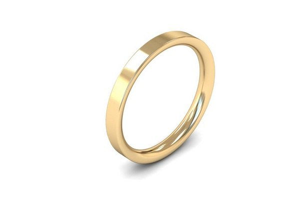 18ct 2.5mm Flat Wedding Band in Yellow Gold