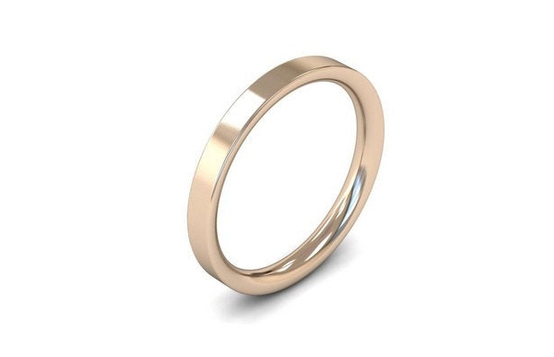 18ct 2.5mm Flat Wedding Band in Rose Gold