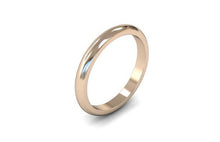 Load image into Gallery viewer, Rose Gold 2.5mm Domed or &#39;D&#39; Profile &#39;D&#39; Section Wedding band wedding Ring