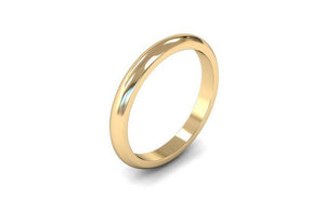 Yellow Gold 2.5mm Domed or 'D' Profile 'D' Section Wedding band wedding Ring