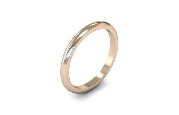 18ct 2mm 'D' Profile Wedding Band in Rose Gold