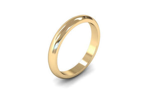 18ct 3mm 'D' Profile Wedding Band in Yellow Gold
