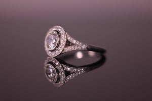 Split shank detail on vintage style Engagement ring