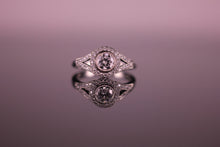 Load image into Gallery viewer, 0.50ct Diamond Halo Art Deco style Ring G VS1 GIA Certificated