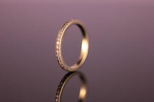 18ct Yellow Gold Pave Millegrain Diamond Half Eternity Ring 1.8mm wide 0.17tcw