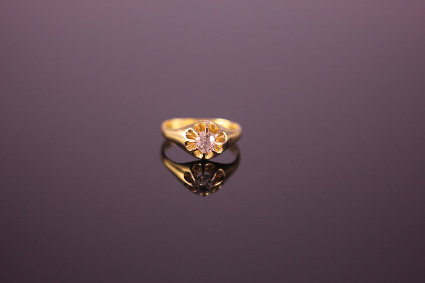Antique Victorian 0.50ct Antique Old Cut Diamond Ring in 18ct Yellow Gold