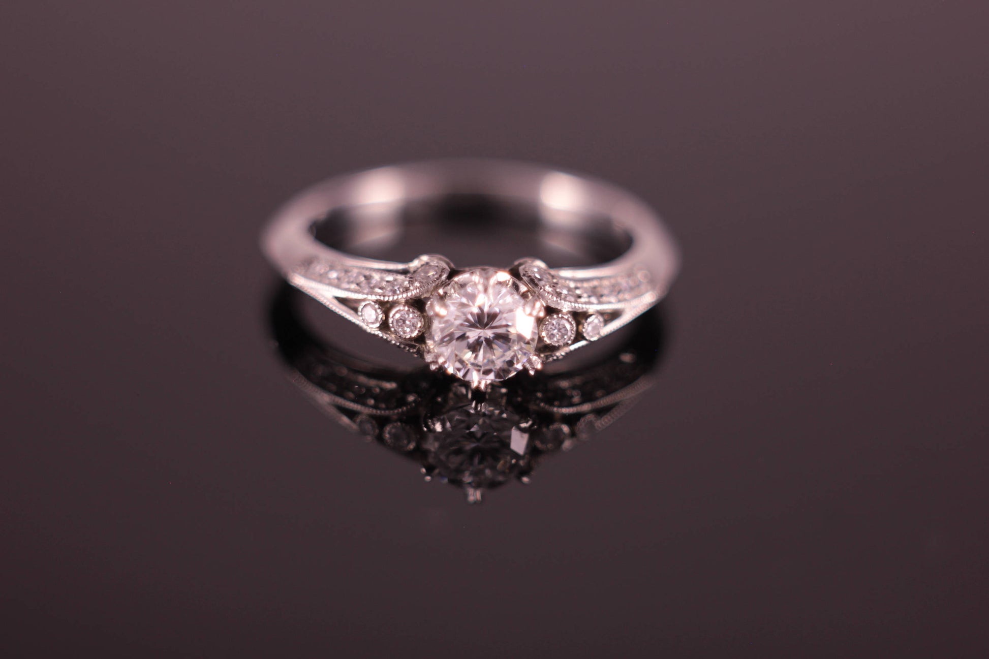 Platinum Engagement Ring Art Deco Design