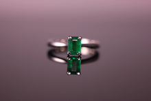 Load image into Gallery viewer, Emerald Cut Emerald Palladium Engagement Ring