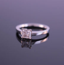 Load image into Gallery viewer, 1.06ct Champagne Princess Cut Diamond Engagement Ring in 18ct White Gold
