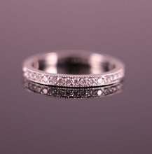 Load image into Gallery viewer, Platinum Half Eternity Ring 1.8mm wide Round Brilliant Diamonds 0.17tcw micro Pave Milgrain
