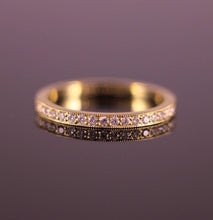Load image into Gallery viewer, 18ct Yellow Gold Half Eternity Ring 1.8mm wide with Round Brilliant Diamonds 0.17tcw Pave Millegrain