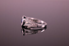 Load image into Gallery viewer, Sapphire &amp; Diamond Halo Engagement Ring 0.42ct Sapphire &amp; 0.28ct Diamond Halo