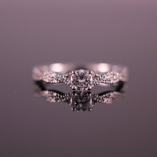 Load image into Gallery viewer, Diamond Engagement Ring 18ct White Gold Round Brilliant cut 0.31ct Diamond centre stone Twist design