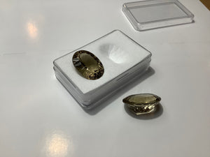 Pair of Oval Smokey Quartz Laser Cut Loose Stones 22x16mm