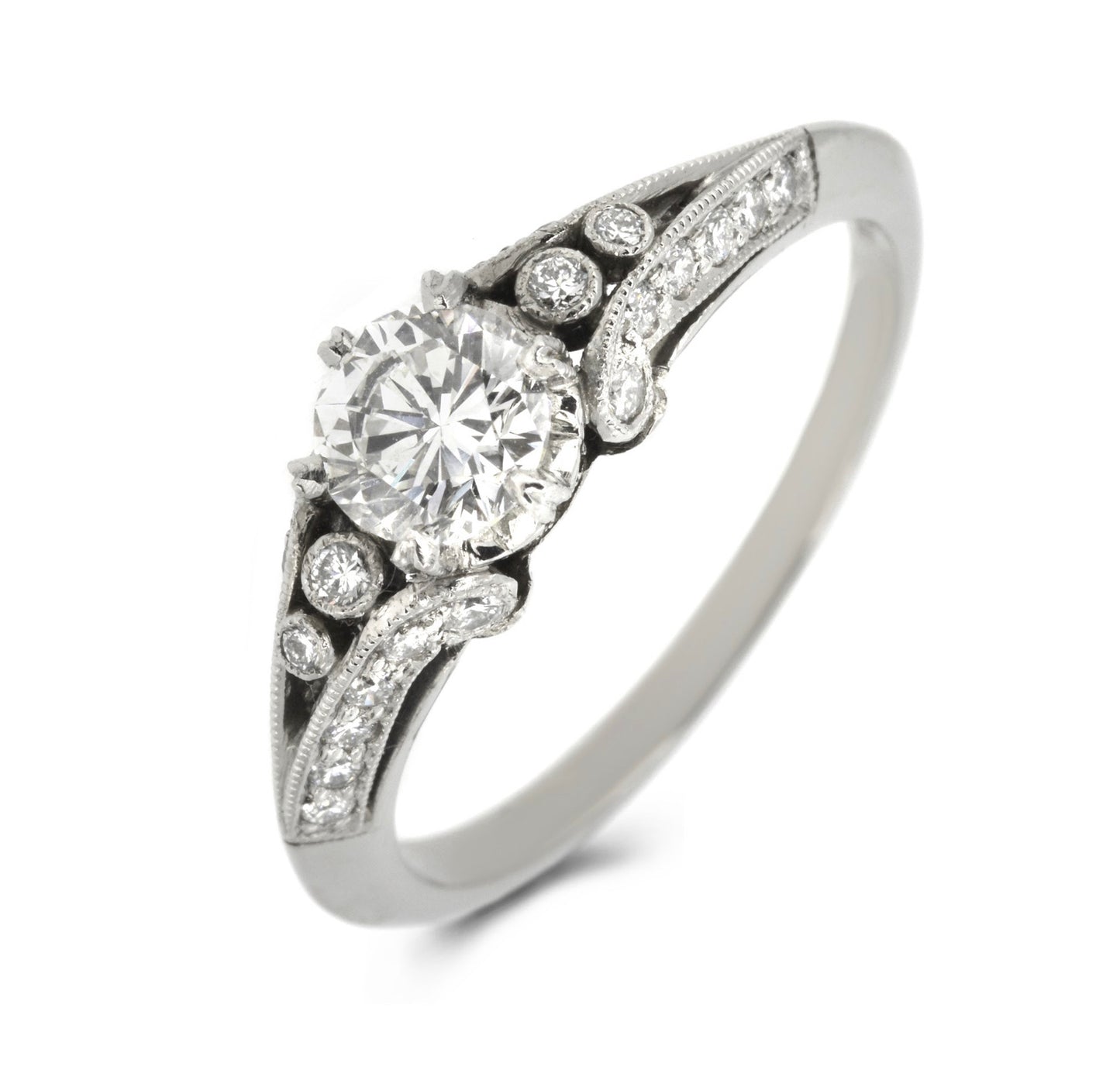 0.50ct Diamond G VS2 GIA Art Deco Design Platinum Ring