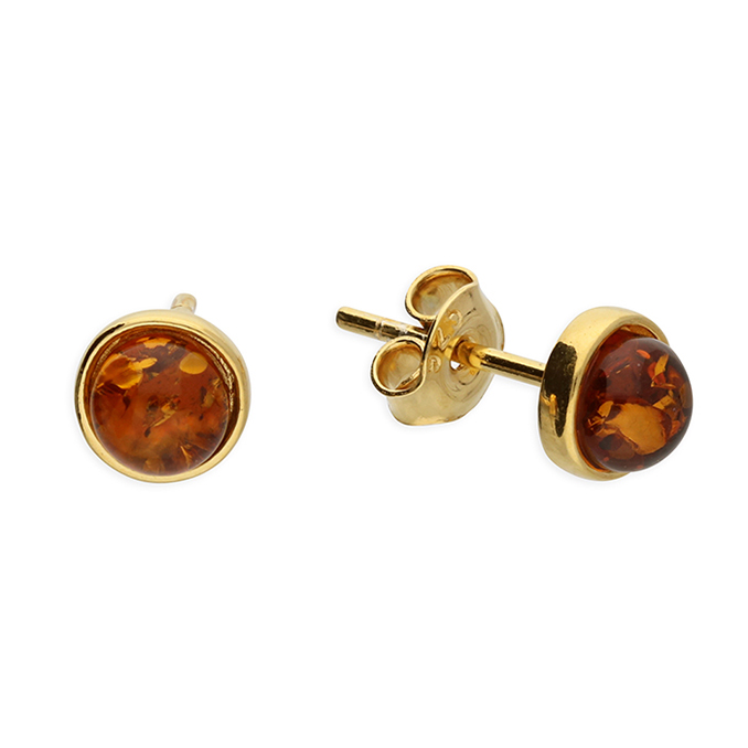 5mm Amber Stud Earrings Yellow