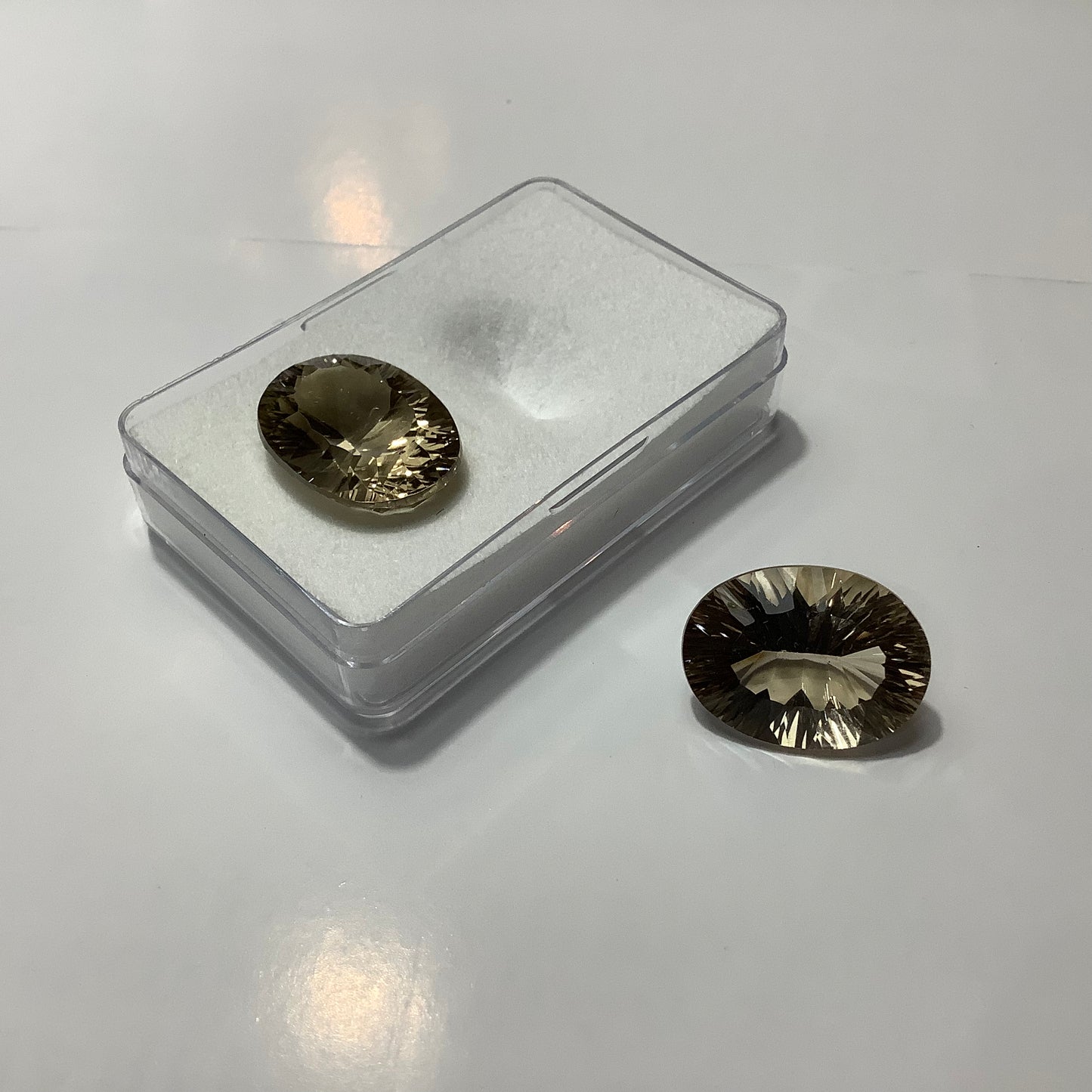 Pair of Oval Smokey Quartz Laser Cut Loose Stones 20x15mm