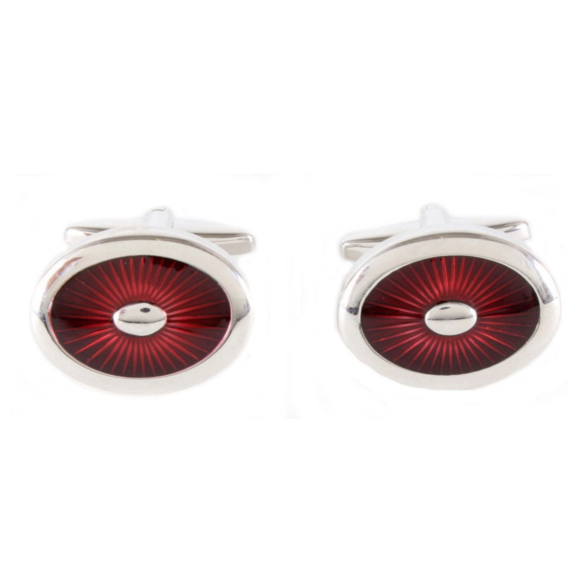 Starburst Enamel Burgandy Art Deco style Oval Cufflinks