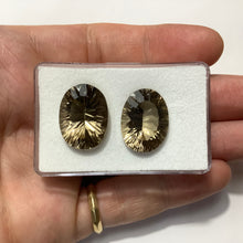 Load image into Gallery viewer, Pair of Oval Smokey Quartz Laser Cut Loose Stones 20x15mm