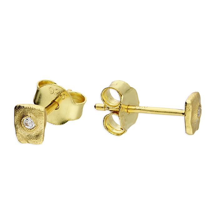'Molten' Stone set Earring studs Gold Plated