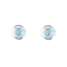 Load image into Gallery viewer, Topaz Sky Blue Rub-over Stud Earrings Silver
