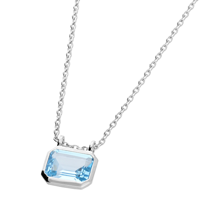 Emerald cut Sky Blue Topaz Pendant Silver