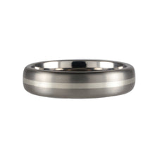 Load image into Gallery viewer, 5mm Titanium Band with Silver Inlay Satin Finish