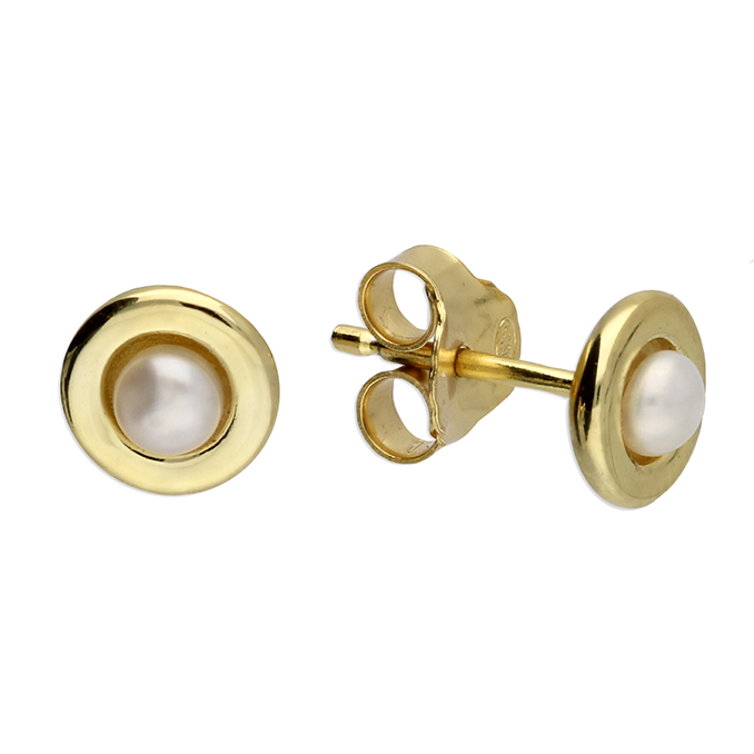 Pearl Stud Earrings Gold Plated Sterling Silver